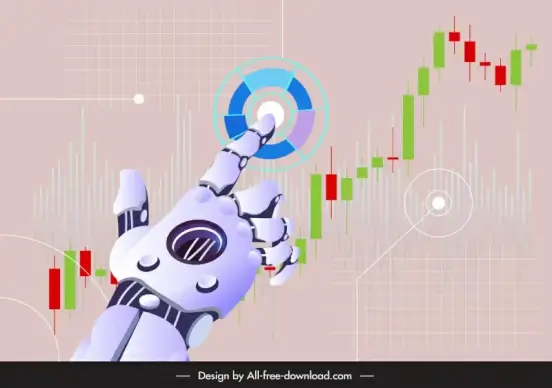 forex trading backdrop 3d robotic hand charts sketch