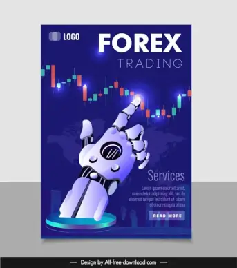 forex trading banner 3d robot hand chart sketch