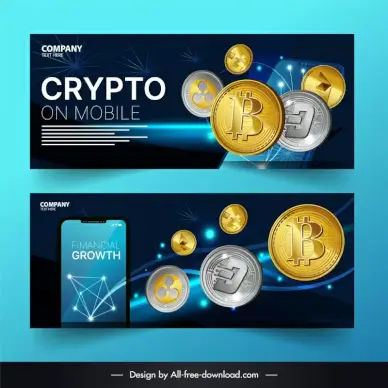 forex trading banner smartphone digital coins sketch dynamic design