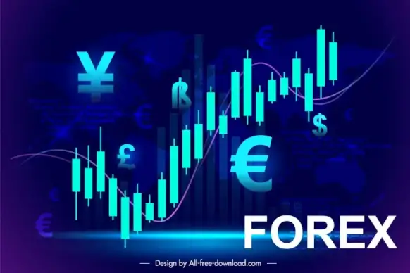 forex trading banner template dynamic currency elements bar chart sketch