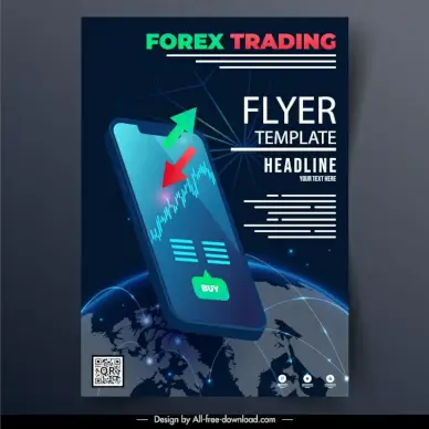  forex trading flyer template 3d smartphone earth sketch