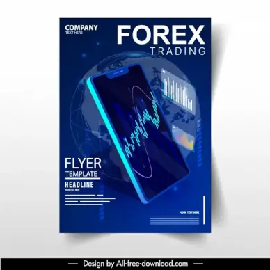  forex trading flyer template 3d smartphone globe sketch