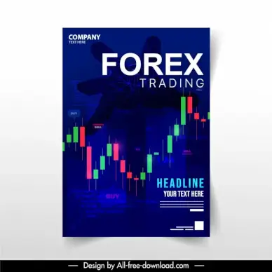 forex  trading flyer template candlelight chart sketch dark design