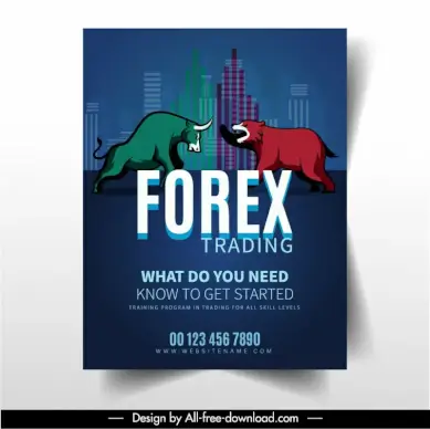 forex trading flyer template fighting bull bear chart sketch