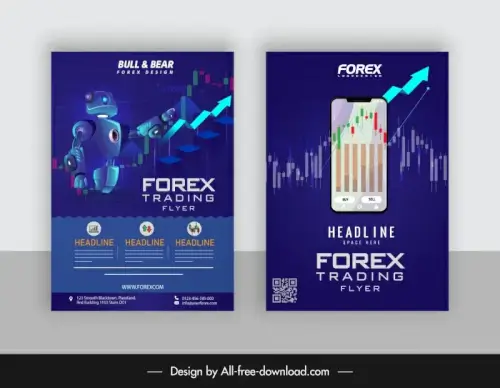  forex trading flyer template robot arrow smartphone chart decor