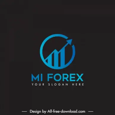 forex trading logo template modern flat circle arrow chart sketch dark desgin