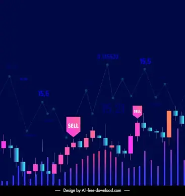  forex trading pattern dark flat charts elements decor