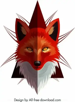 fox animal icon symmetric red head design
