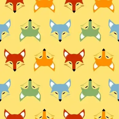 fox heads background colorful repeating symmetry design