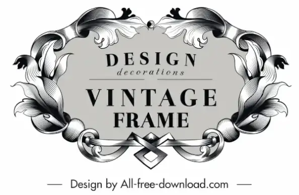 frame template vintage symmetrical design floral ornament