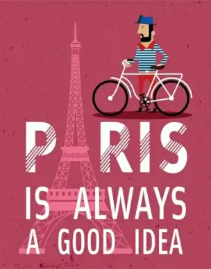 france advertisement man tower texts decor classical design
