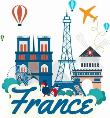 france advertising multicolored symbols decor