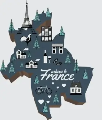france background map specific symbols decoration
