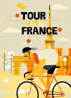 france bicycle tournament banner bicyclist icon classical design