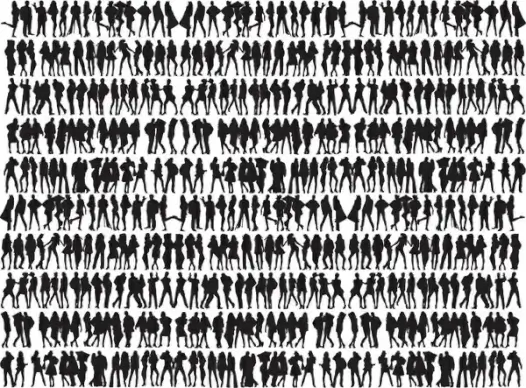 Free Big Collection of People Silhouettes Vector Graphic
