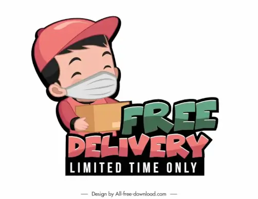 free delivery stamp template cute cartoon shipper