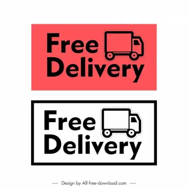 free delivery stamp template flat texts truck