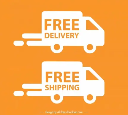 free delivery stamps templates flat silhouette truck