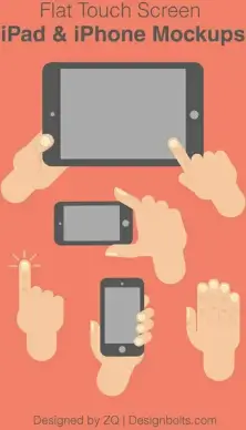 free flat touch screen ipad iphone mockup