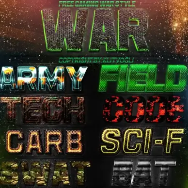 free gaming war text style