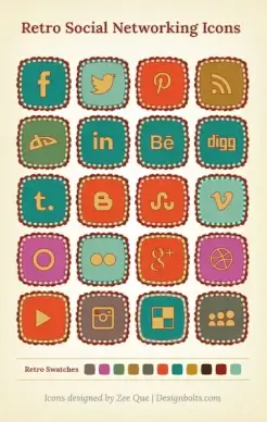 free retro social networking icons