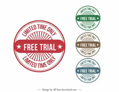 free triale stamps templates flat symmetric circle rays stars