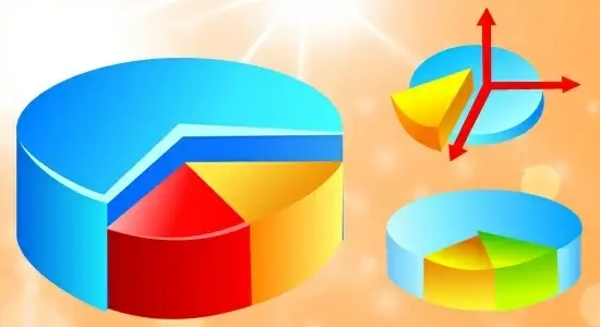 pipe chart icons collection 3d colorful decoration