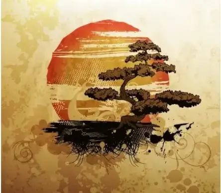 Free vector illustration with bonsai