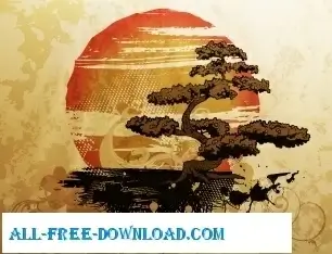 Free vector illustration with bonsai