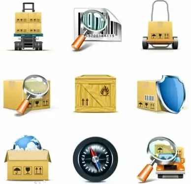 logistic icons freight vehicle sketch shiny modern design