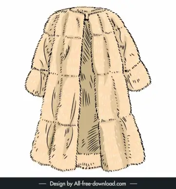 french fur coat template eleagant classical handdrawn outline