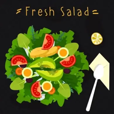 fresh salad advertising vegetable dish icon decor