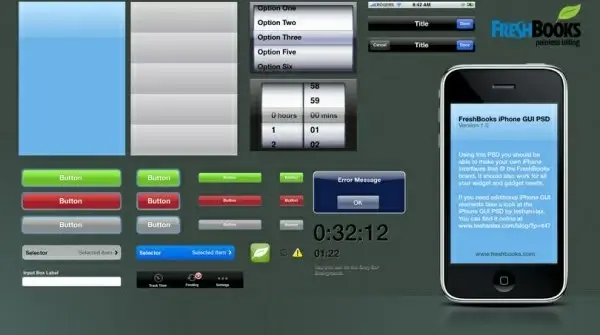 freshbooks iphone gui psd layered
