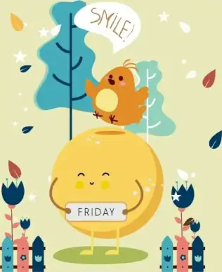 friday banner cute egg bird decor stylized design