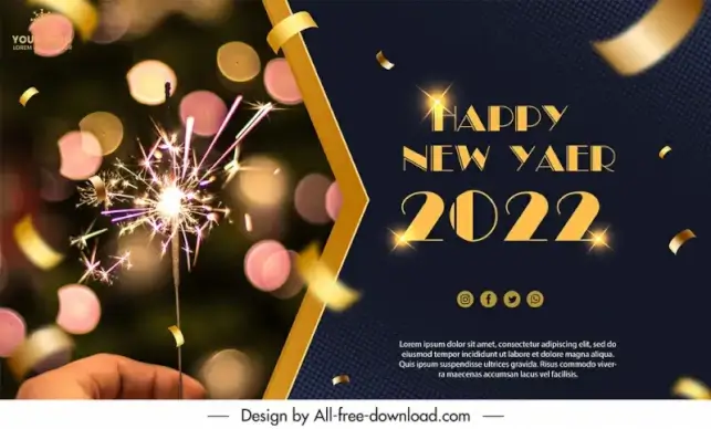 friend new year banner template sparkling bokeh  firewoks closeup