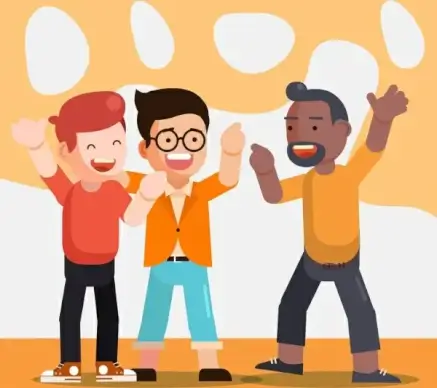 friendship background joyful people icons cartoon characters