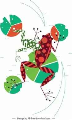 frogs animals painting colorful flat sketch circle ornament