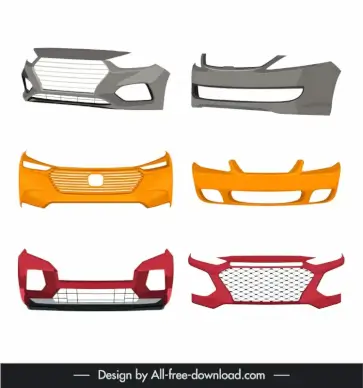 front bumper car parts design elements modern shapes sketch 