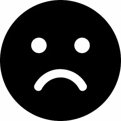 frown emoticon flat black white contrast circle face outline