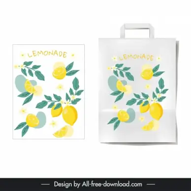 fruit bag design elements classic lemonade leaves flowers decor