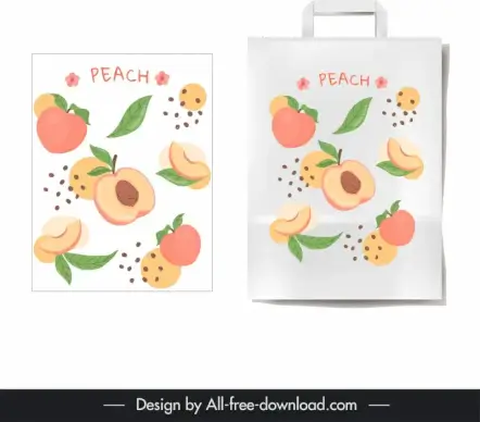 fruit bag tempalte classical peach elements