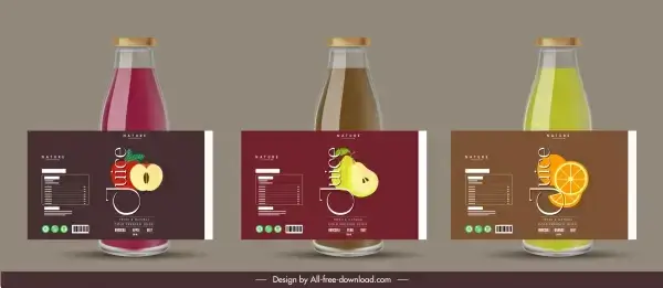 fruit juice labels templates elegant flat decor
