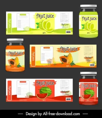 fruit juice labels templates lemon papaya watermelon sketch