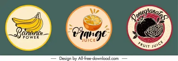 fruit labels templates handdrawn symbols classic design