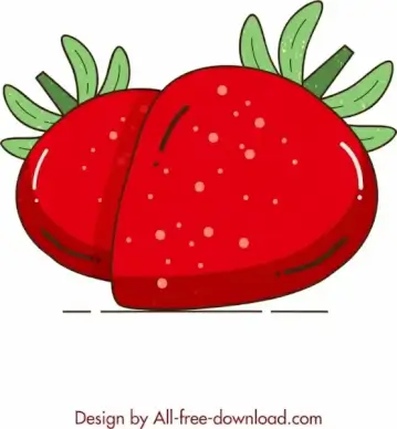 fruit painting red strawberry icon classical design