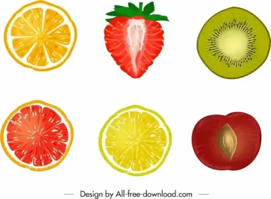 fruits background colorful sliced handdrawn design