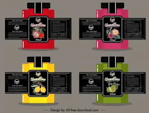 fruits package labels templates elegant dark decor