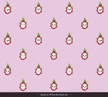 fruits pattern template repeating design funny stylized faces