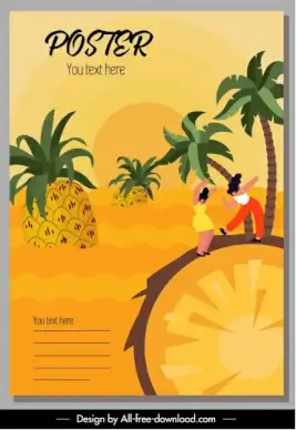 fruits posters pineapples islands sketch colorful classic