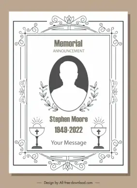 funeral card template elegant vintage symmetric design christian elements decor